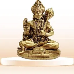 Yadava Resin Handcraft Car Dashboard Bahubali Hanuman Ji, Hanuman Ji Murti for Home,Office Sankat Mochan Balaji Bajrangbali Idol for Pooja Temple Showpiece Vastu Gift Decoration (Gold), 6 cm-image-32