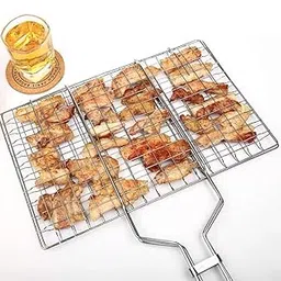 COSKIRA Grilling Basket Folding BBQ Grill Net Portable Folding Stainless Steel BBQ Grill Fish Basket Outdoor Grilling Net Bakeware Tool for Grilling BBQ Tool for Meat Fish Steak-picture-10