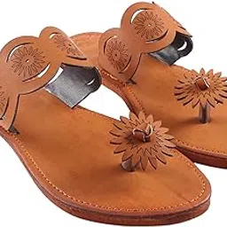 Rajasthani Jaipuri Work Ethnic Women's/Girls Ladies Slipper/Traditional Chappal (Thump, Numeric_6) Brown-picture-13