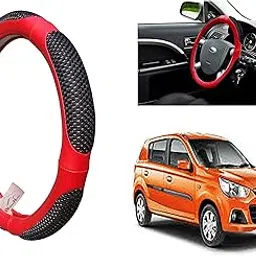 WolkomHome Ring Type Car Steering Wheel Cover (UT Red Black Netted) for Maruti Alto K10 New-picture-27