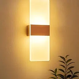 Homesake® Modern LED Acrylic Wall Light for Living Room | Frosted Panel Sconce Vertical Panel Wall Mounted – Warm White, Indoor Decorative Lighting, Rectangle, (Rose Gold)-image-89