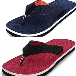 real way Men's Comfort Flip Flops, Textured Footbed, Multiple Colours. very Comfartable Slippers.Combo Pack of 2 Men's Slippers 102-picture-51