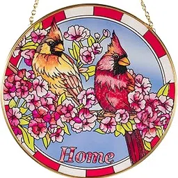 Opohaome Cardinal Stained Glass Window Hanging Suncatcher Red Birds Sun Catchers Colorful Ornament Hand-Painted Glass Panel Decor Christmas Birthday Gift for Mom Grandma Birds Lover 6.5×6.5”-picture-21
