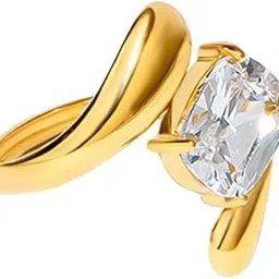 amalfa Rings for Women 18K Gold Plated Lightweight Stylish Trendy Ring, Latest Western Jewellery | Gold-Plated Wrap Sculptural Ring - Gifts for Women & Girls-picture-37