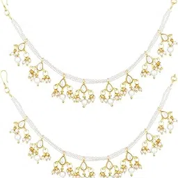 i jewels 18k Gold Plated Long Pearl Drop Beads Hair Chain Accessories for Women (E2930)-picture-33