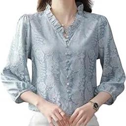 litzo Shirts for Women – Korean Style Long Sleeve Oversized Button Down | Plus Size Workwear Top for Office & Casual Wear (L-95-97)-picture-19