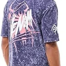 bewakoof Official Marvel Merchandise Venom Men's 100% Cotton Graphic Print Oversized Fit Round Neck T-Shirt-picture-28