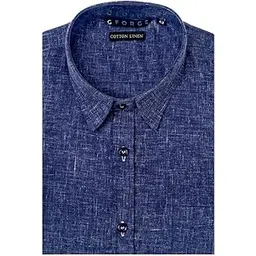 gforge Men's Breathable Cotton Linen Half Sleeves Regular Fit Solid Plain Formal Shirt for Men (GFS04)-picture-12