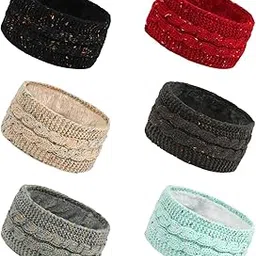 Knitted Headband for Women Ear Warmer Knit Headband for Girls Winter Running Black Womens Accessories | Hats-image-19