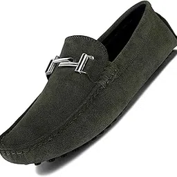 louis stitch Suede Loafers for Men | Designer Buckle Moccasins | Formal & Casual Slip-On Shoes | Ideal for Business, Parties, Everyday Wear | Solid Seaweed Green | UK Size 6 (ITSUDGR)-picture-10