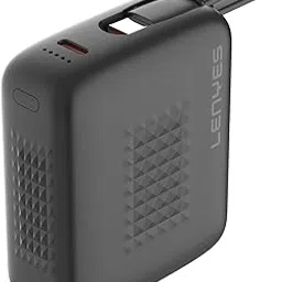 Lenyes PX169D 10000mAh Mini Power Bank, 20W USB-C Fast Charging, Built-in Type-C Cable, Palm-Size Portable Charger, LED Battery Display, Pass-Through Charging, Wake-Up Button(Black)-image-95