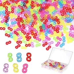 PATPAT® Rubber Bracelet Connector Hooks 500Pcs S Connector Clips Color Plastic Rubber Bracelet Hooks for Loom Band Making,DIY Making,Crafting-picture-32