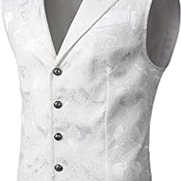 chroes Mens Victorian Suit Vest Steampunk Gothic Waistcoat |White |S-picture-1
