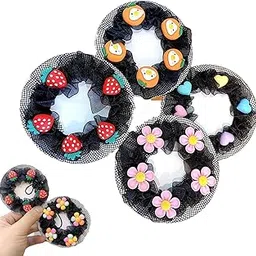 HAIRNIQUE 4PC Cartoon Hair Net Bun, Elastic Hair Bun Cover Invisible Ballet Adjustable Mesh Hairnets Korean Fashion Bun Hair Nets For Children Kid Hair Accessories Gifts Dancing Or Other Activities-picture-23