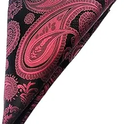 France Men's Paisley Self-Design Bow Ascot Cravat Necktie and Pocket Square Pure Satin Microfiber Free Size-image-82
