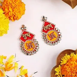 9Dzine Fabric Swastik Shubh Labh Sticker for Main Door Entrance (1 Pair) & Festive Decor | Swastik Stickers for Diwali Decoration | Pooja Room Decorative Items-picture-10