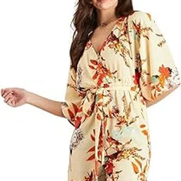 berrylush Women Floral Printed V-Neck Short Sleeves Waist Tie-Up Wrap Mini Playsuit-picture-12