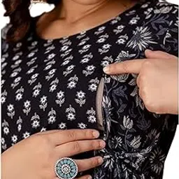 antas Women's Pure Cotton Maternity Gown/Maternity Wear/Feeding Gown A-line Maternity Feeding Dress/Maternity Dress for Women/Maternity Feeding Kurtis for Women-picture-47