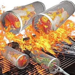 TUPERMAR Nesting Rolling Grill Basket Set, Grill Basket for Camping, Stainless Steel, Grill Accessories for Vegetables Shrimp, Outdoor Camping Gas Grill-picture-16