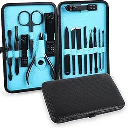 DOCOSS 15 IN 1 Stainless Steel Nail Cutter Kit Set For Men Women Manicure & Pedicure Kit IncludeS Filer, Acne Remover Needle with Leather Case-image-69