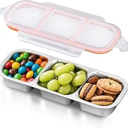 Stainless Steel Bento Lunch Box, Food Container with Leakproof Lid, 26.2 x 10.2 cm, 600ml Capacity, Food Grade SUS304 Steel for School, Work, Meal Prep (3 Compartment)-picture-14