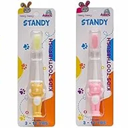Adore Standy Kids Toothbrush with Soft Bristles and Safety (Teddy Multi,Pack of 5)-image-44