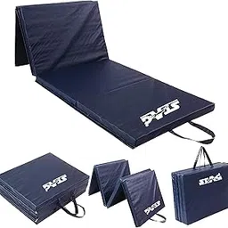 STAG Multi-Purpose Foldable Fitness MAT 180 cm X 60 cm X 10 MM Use as Tumbling mat, Gymnastics mat, Crash pad Thick Foam for Both Men & Women, Blue-picture-11