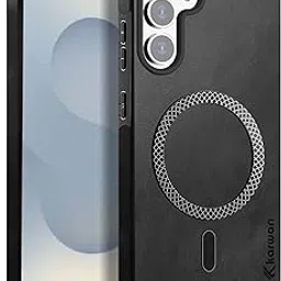 KARWAN®️-Magnetic Shockproof Artificial Leather Back Case Cover for Samsung Galaxy S24,Samsung Galaxy S25 Wireless Mag-Safe Charging Slim Anti-Scratch Shield Strong Minimalist Design -(Black)-picture-19