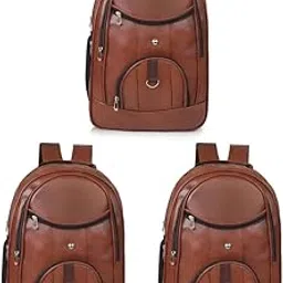 treggo 3-in-1 Vintage Leather Backpack Set for Men, Brown Multi-Compartment Daypack, Messenger Bag and Duffel Bag, Adjustable Straps, Casual Travel and Work Bags Combo-picture-32