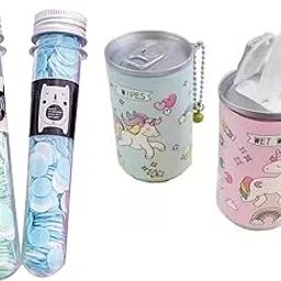 Combo of 2 Bottle & 2 Mini Wipes Can | Return Gifts for Kids Party Digital Tissue Flotation Bath-picture-27