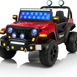 Kawaii Kids 4x4 Big Size Jeep 12V Battery Operated Ride On | Ride on Toy Car with Bluetooth & Exclusive Non Corossive Painted Jeep with Lights for Kids (2 to 8 Years) (Rubicon-939, Dark Red)-picture-30