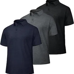 lalahook 3 Pack Polo Shirts for Men - Dry Fit Moisture Wicking Performance Golf Shirts Black Short Sleeve for Work Casual Athletic-picture-10