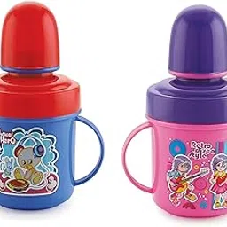 Nabhya Combo of 2 Soft Nipple Sippy Cups for Baby Sipper Cup | Anti-Spill Sippy Cup | BPA Free | Plastic Sipper (Pink & Blue)-picture-36