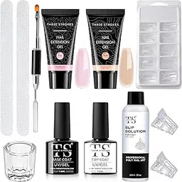 THR3E STROKES Poly Nail Gel Extension Kit for Builder Gel Nail Art Kit Nail Extension Set (Set of 12) (PINK NUDE)-picture-14