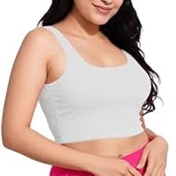 xolani Readymade Fitted Saree Blouse for Women Sleeveless Square Round U Neck Regular fit Stretchable Pullon Western Stylish Crop Top VB22 1044 4XL WHT White-picture-31