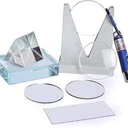 Science Project Experiment DIY Kit Glass Prism|Glass Slab|Laser Light| Physics Laboratory Practical|School Collage Lab|Learning Science Light | Optic Lens Set of 9-image-18