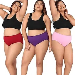 M to 9XL Cotton Panties for Women Plus Size | High Waist with Full Coverage | Combo Pack of 3 | Comfort Heavy Size Underwear for Ladies, Any 3 Color Will Sent-image-1