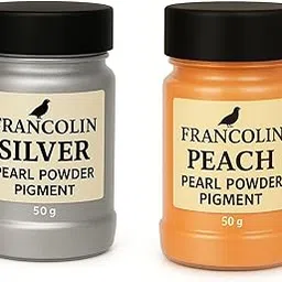 Francolin | Silver & Peach | Mica/Pearl Powder Pigment | Non Toxic | Vibrant Metallic Glowing | for Soap, Epoxy Resin, Painting, Nail Art & Craft, Cosmetic, Slime | 50g*2-picture-11