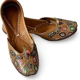punjabis hand art PHA || Traditional Handcrafted Leather Punjabi Jutti, Embroidered, Brown Punjabi Juttis-picture-20