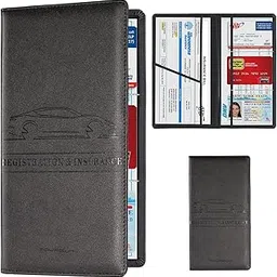 ECHSRT Two Wheeler/Car Document Holder, Vehicle Document Storage Wallet for Registration & Insurance Card, Driving Licence, RC Book, PUC (Black)-picture-54