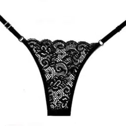 Women's Floral Lace Thong Underwear, Red, Adjustable Straps-picture-18