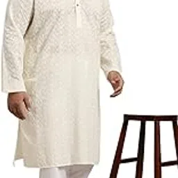 sojanya Plus (Since 1958), Men's 100% Cotton Chikankari Kurta & Off-White Churidaar Pyjama-picture-29