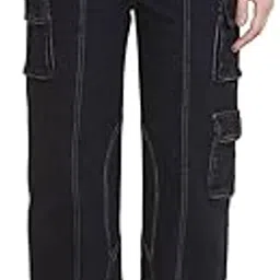 vestido modas Cargo Jeans Pant for Women | High Rise | Straight Fit | Casual Denim Jeans for Women with Side Pockets-picture-10