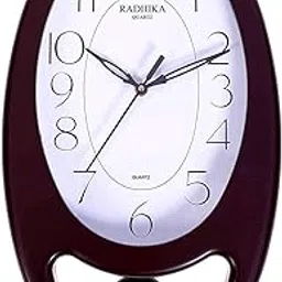 KDS Oval Shape Pendulum Wall Clock for Home,Office,Living Room Decorative Wall Clock (Color-Cola,39 x 24 x 5cm)-picture-23
