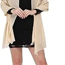 cashmere craft Beige Cotton Solid Shawl Stole Scarf / 266-picture-43