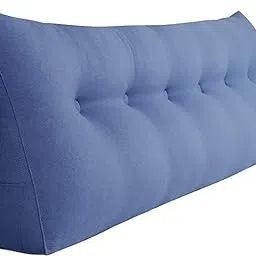 INDIAN DECOR® 80567 Reading Bed backrest Pillow Large Wedge Pillows Throw Headboard Back Support Body Lumbar Backrest Reading Linen Blue 150 cm x 21 cm x 50 cm-picture-30