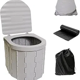 Nucarture Portable Toilet for Camping Commode Chair for Adult Travel Foldable Toilet Seat for Adult Indoor Hiking Outdoor Toilet Stool for Patients With Waterproof Bag, Garbage covers(Grey)-picture-16