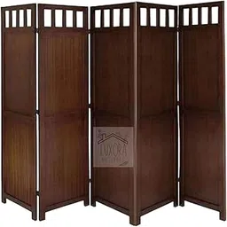 LUXORA NATURALS Wooden Partition Screen/Room Divider Traditional Handicrafts Plain Pattern 6Ft Height (5 Panels) Color- Burnt Finish-image-20