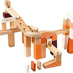 GHINI® 60 Pcs Wooden Marble Run Building Blocks Set | Montessori Educational Toy for Kids | STEM Learning Marble Track Construction Game for Brain Development & Motor Skills-picture-29