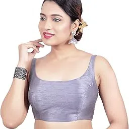 neckbook Women's Art Silk Solid Sleeveless Readymade Saree Blouse (R-651)-picture-54